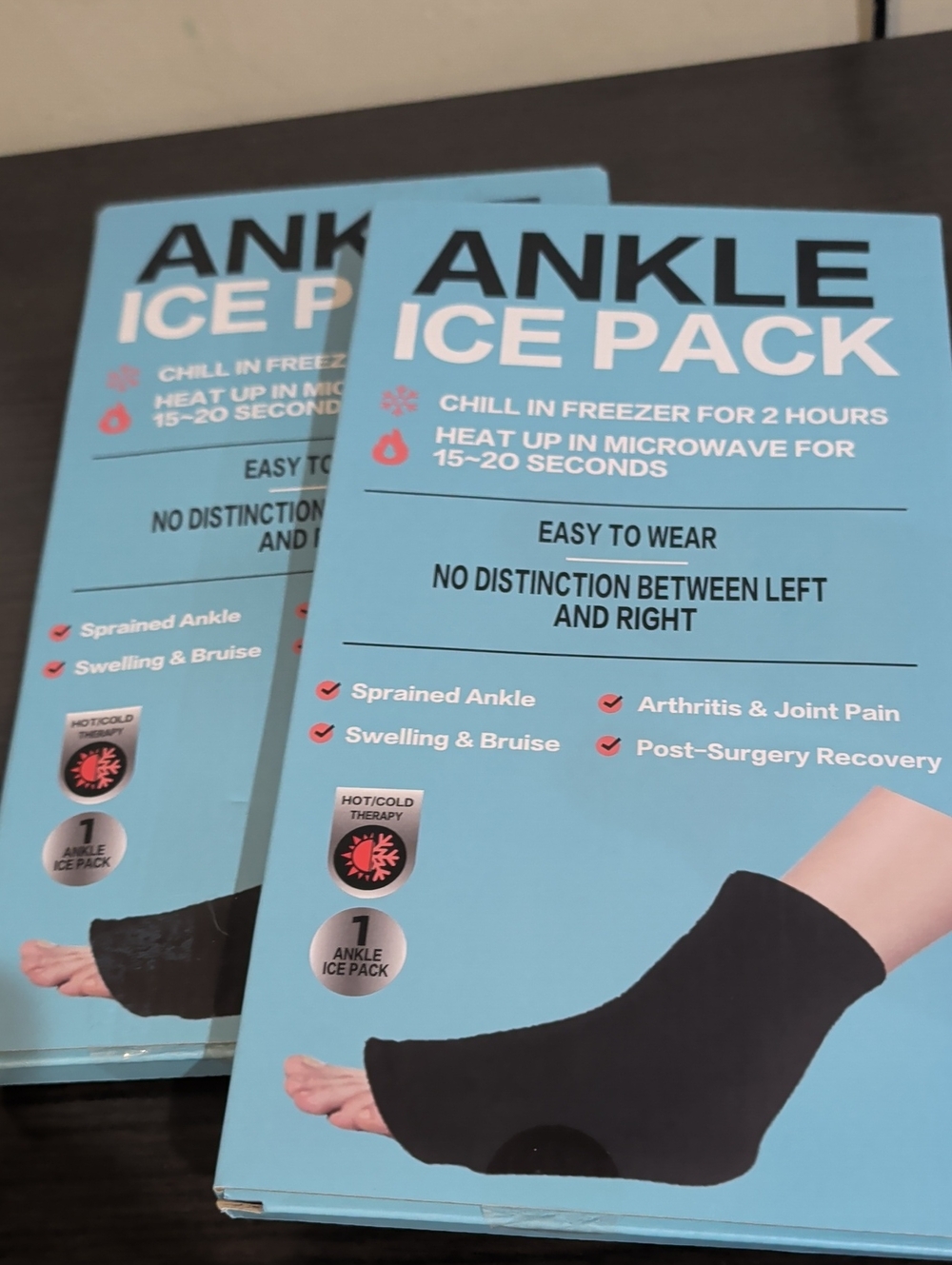 2x Ankle Ice Pack Sleeves - Black